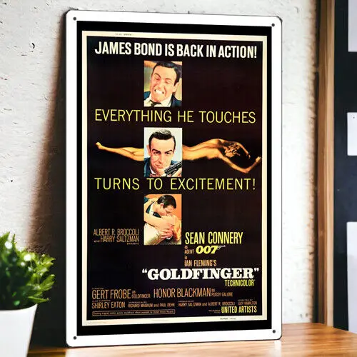 

Goldfinger (1964) металлический фильм, постер, фотопленка 8 дюймов x 12 дюймов