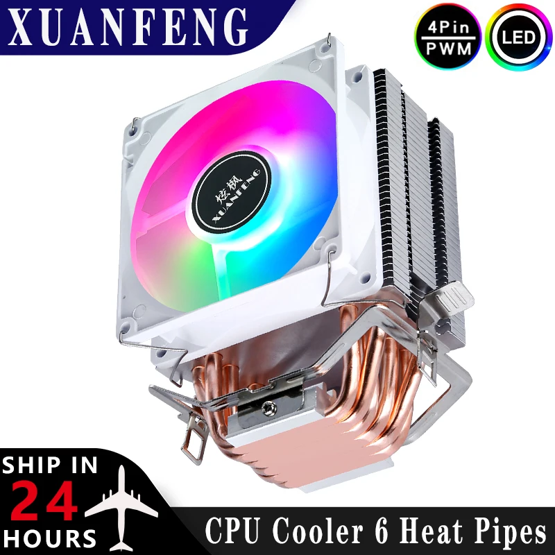 PC Air-Cooled Radiator CPU Cooling Fan 2/4/6 Heat Pipe Cooler Installing LGA2011 x79 x99 E5 2066 2099 115x 1200 1700 i5 i7 AMD