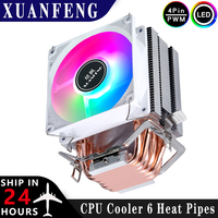 PC Air-Cooled Radiator CPU Cooling Fan 2/4/6 Heat Pipe Cooler Installing LGA2011 x79 x99 E5 2066 2099 115x 1200 1700 i5 i7 AMD