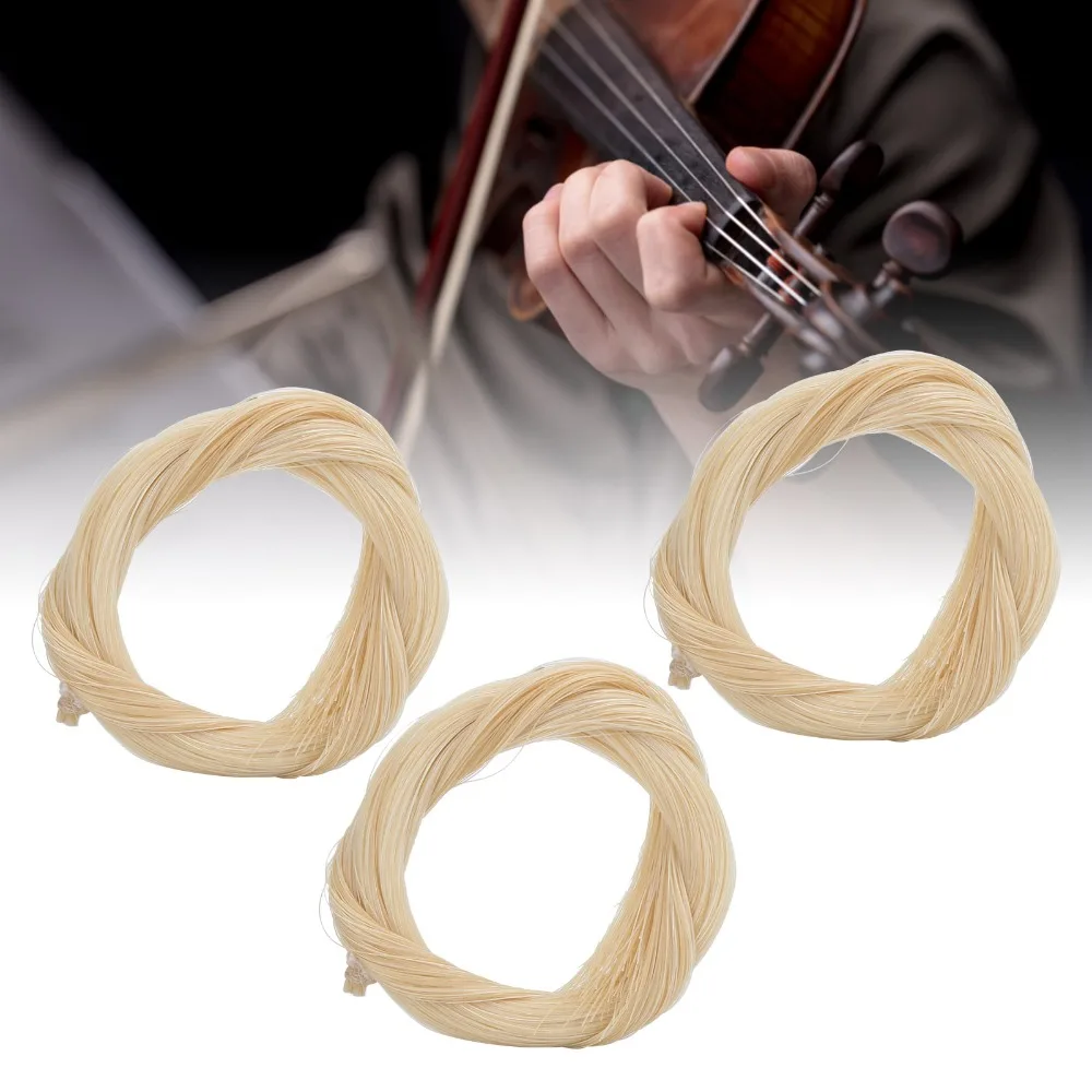 3pcs Durable Bow Hair Bow hair for violin Genuine White Replacement Kit Musical Accessories Violin/Viola/Cello