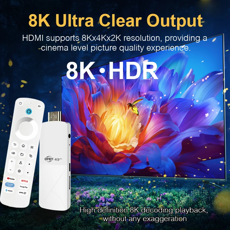 Wholesale  OFBY K9PRO Smart Tech HD TV Stick Android 13 TV Dongle Allwinner H313 4K Android TV Stick With Voice Remote Control