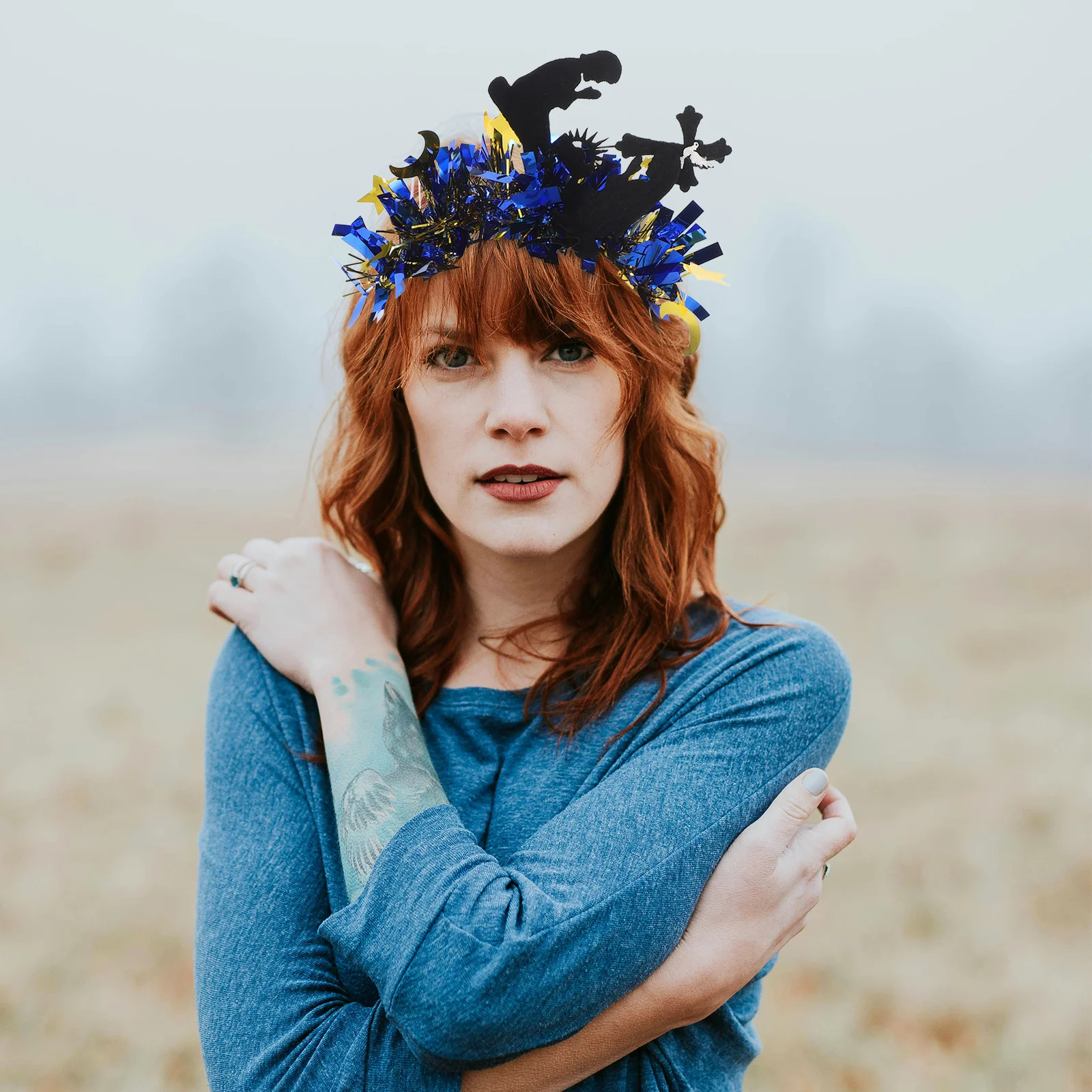 زينة عصابة رأس على شكل نجمة قمر لامعة لرمضان، غطاء رأس عيد مبارك، حفلات تجمعات المهرجانات، عصابة رأس على شكل قمر