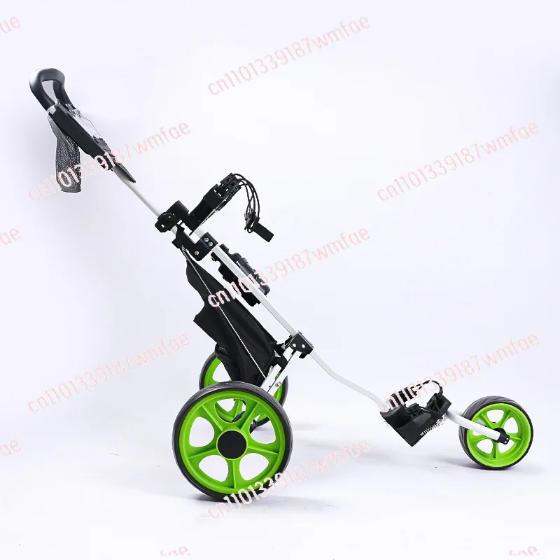 Foldable 3 Wheel Golf Push Cart, Portable Detachable Aluminum Alloy Golf Trolley, Lightweight Golf Bag Carrier for Golfers