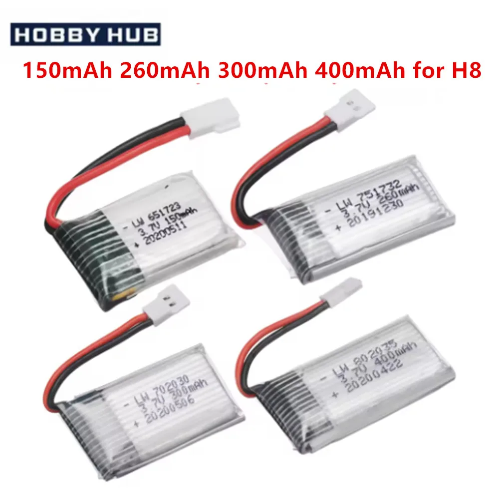 3.7V 150mAh 260mAh 300mAh 400mAh RC Palne Rechargeable lipo Battery for Remote Control FX620 FX820 F22 SU57 Mige530 Airplanes