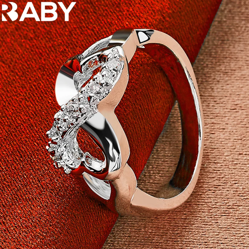 

925 Sterling Silver Numeral 8 Heart Shape Zircon Ring For Women Man Fashion Wedding Engagement Party Charms Jewelry Accessories