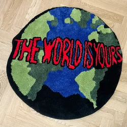 Earth Round Mat Bathroom Mat Anti-Slip Soft Cushion Pad Bedside Carpet Rug Floor Bedroom Doormat Aesthetic Home Room Decor