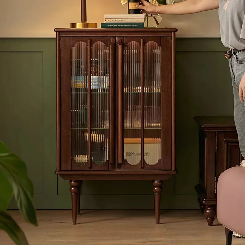 Amerikaanse massief houten bijzetkast, eetbijzetkast, retro en geavanceerd gevoel