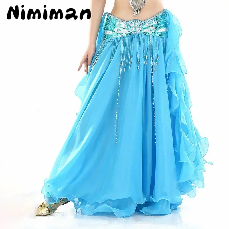 Belly Dance Dress Fashionable Chiffon Rolled Leaf Double Slit Ear Skirt Tribal Belly Dancer Women's Carnival Costume