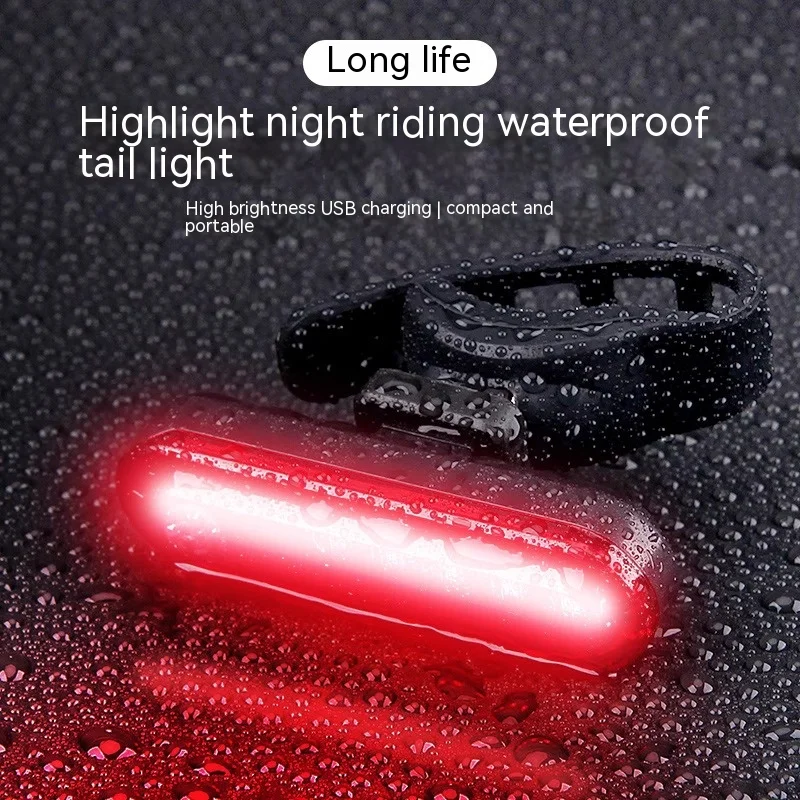 Bicycle Light Tail Night Riding Warning Light USB Rechargeable High Bright Strong Rear Light Road Cycling Equipment