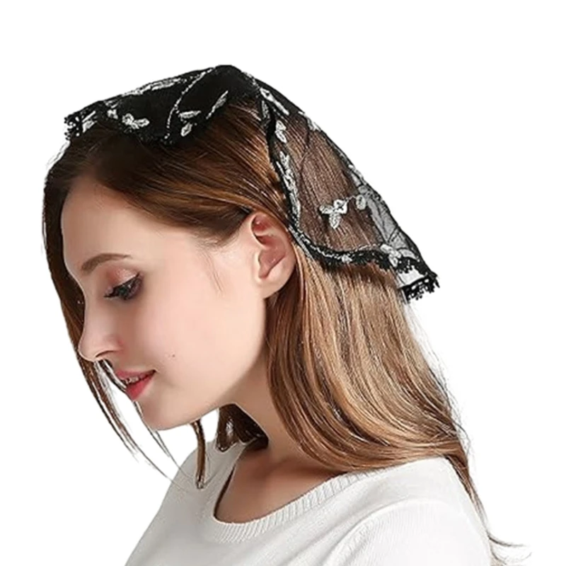 Đầu nhà nguyện Công giáo Che đầu bằng tiếng Latin Mantilla Tấm màn thêu ren hoa DXAA