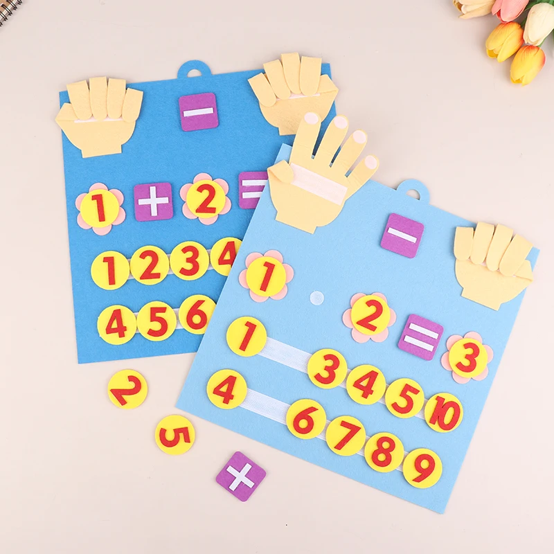 Telspeelgoed voor peuters, viltbordvingerwiskunde, leer berekening Montessori-activiteit voor de kleuterschool
