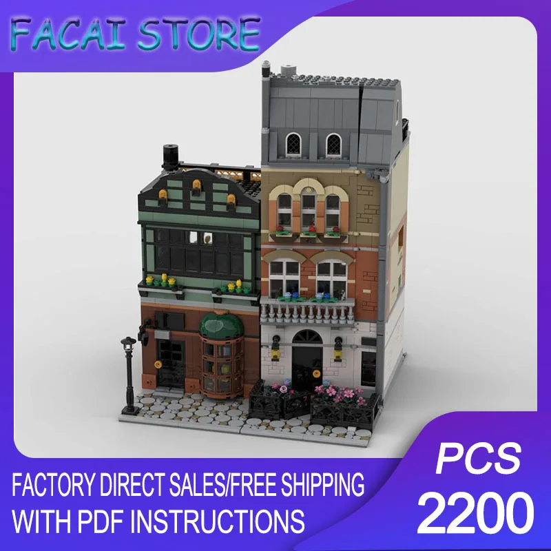 

Modular City Building Model Moc Building Brick Modular Street Corner Model Technology Blocks Christmas DIY Toy Construction Gift