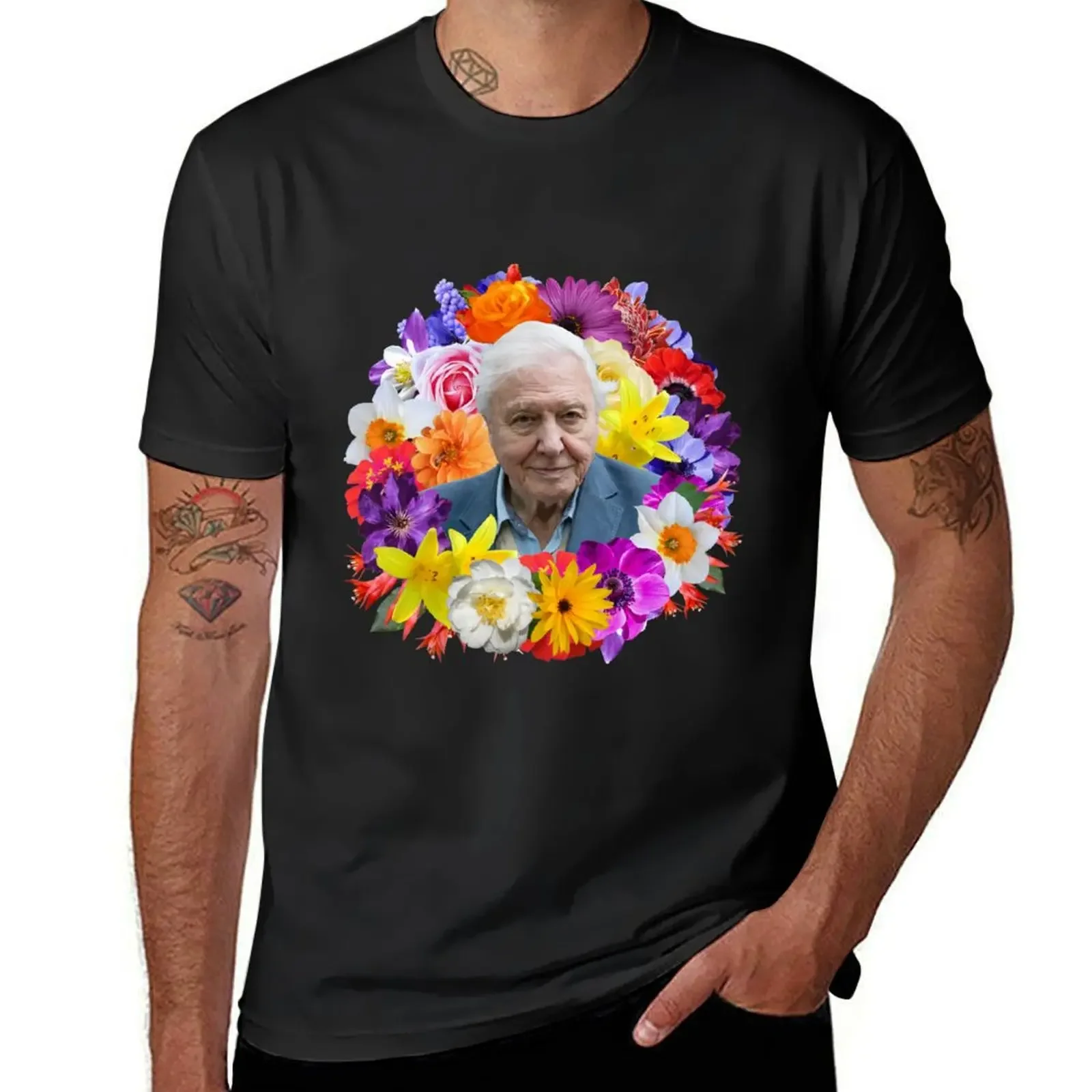 Camiseta de David Attenborough para hombre, ropa de calle de anime, camisetas de alta calidad