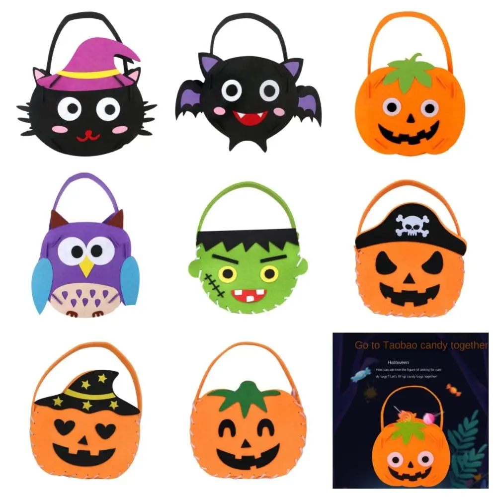 Storage Bucket Halloween Candy Bag Trick Or Treat DIY Material Halloween Bag Halloween Decoration Ornament Gift Basket For