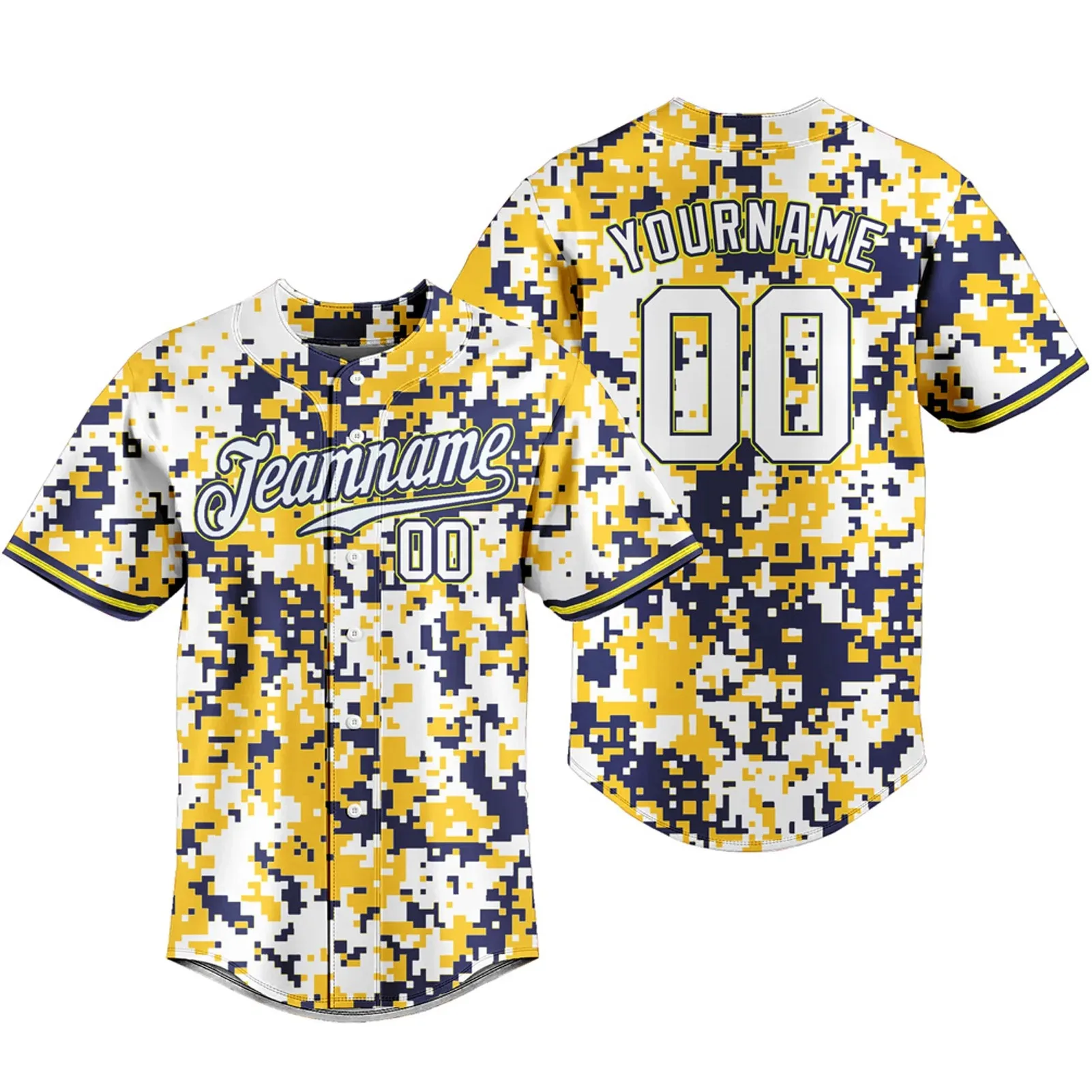 Custom Baseball Jersey Camouflage T-shirts Breathable Sportswear Team Traning Uniform Personalized Team Name Logo Number