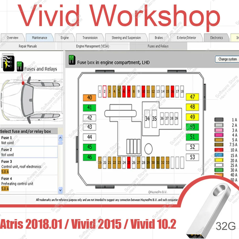 Europe repair software vivid 2018.01 (Atris-Technik) Automotive Vivid Workshop v10.2 link 32GB USB CD DVD 2024 Hot Arrival