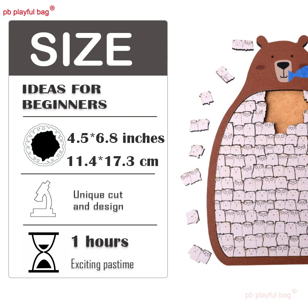 Cartoon Polar Bear Jigsaw Puzzle High Difficulty Wooden Irregular Puzzle Fun Children Toys Creative Christmas Gifts UG379