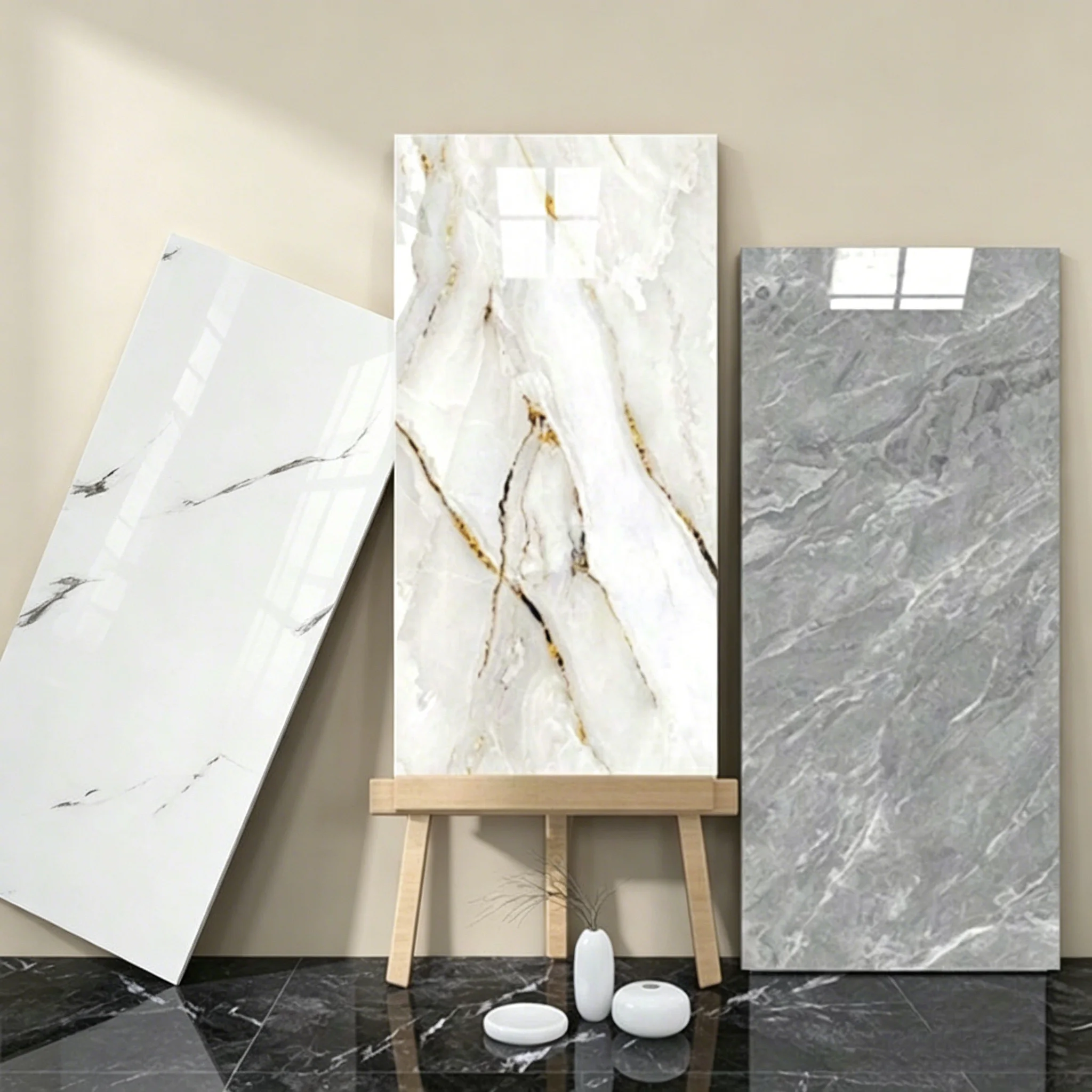 

30cmx60cm Marble Tiles Sticker Self-adhesive IXPE Floor Stickers Waterproof Tile Wall Bathroom Livingroom Decor Ripado Panel