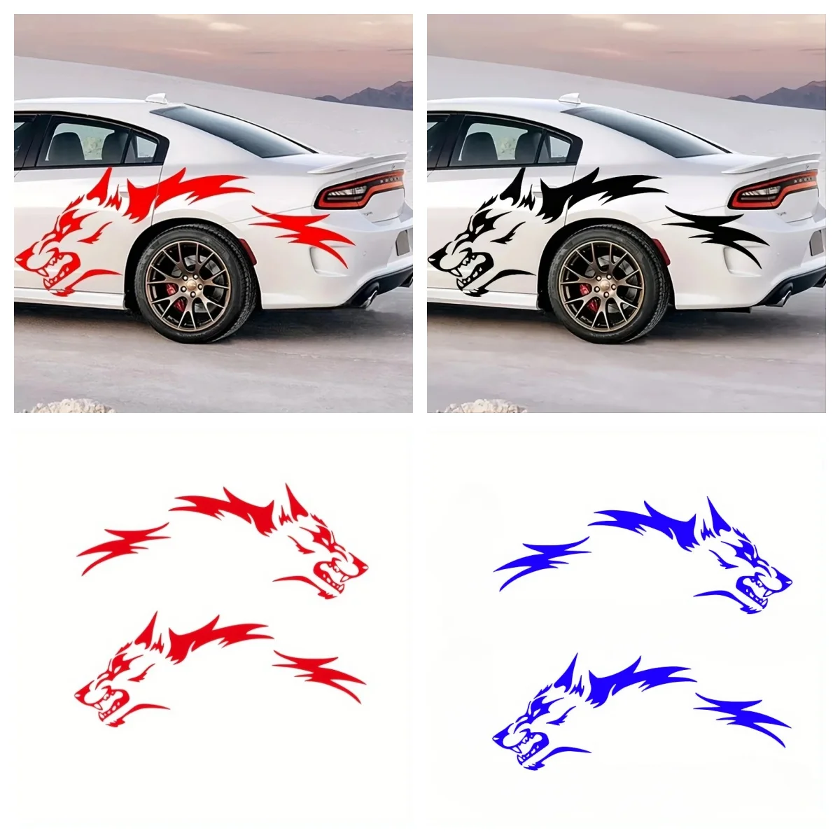 

2 шт. наклейки на автомобиль с волком-водонепроницаемые боковые украшения в виде животных, виниловые наклейки из ПВХ с крышкой от царапин
