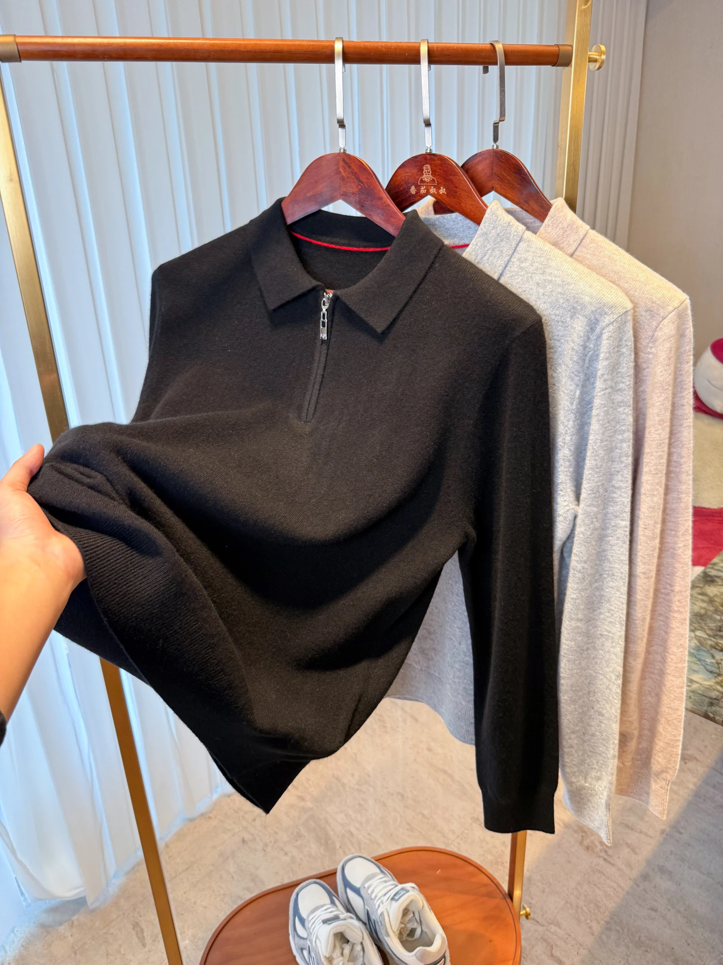 High Quali Pure Wool Men's Knitted Sweater Luxury Lightweight Warm Collared Winter Fce Young Men's Commute Inner Wear