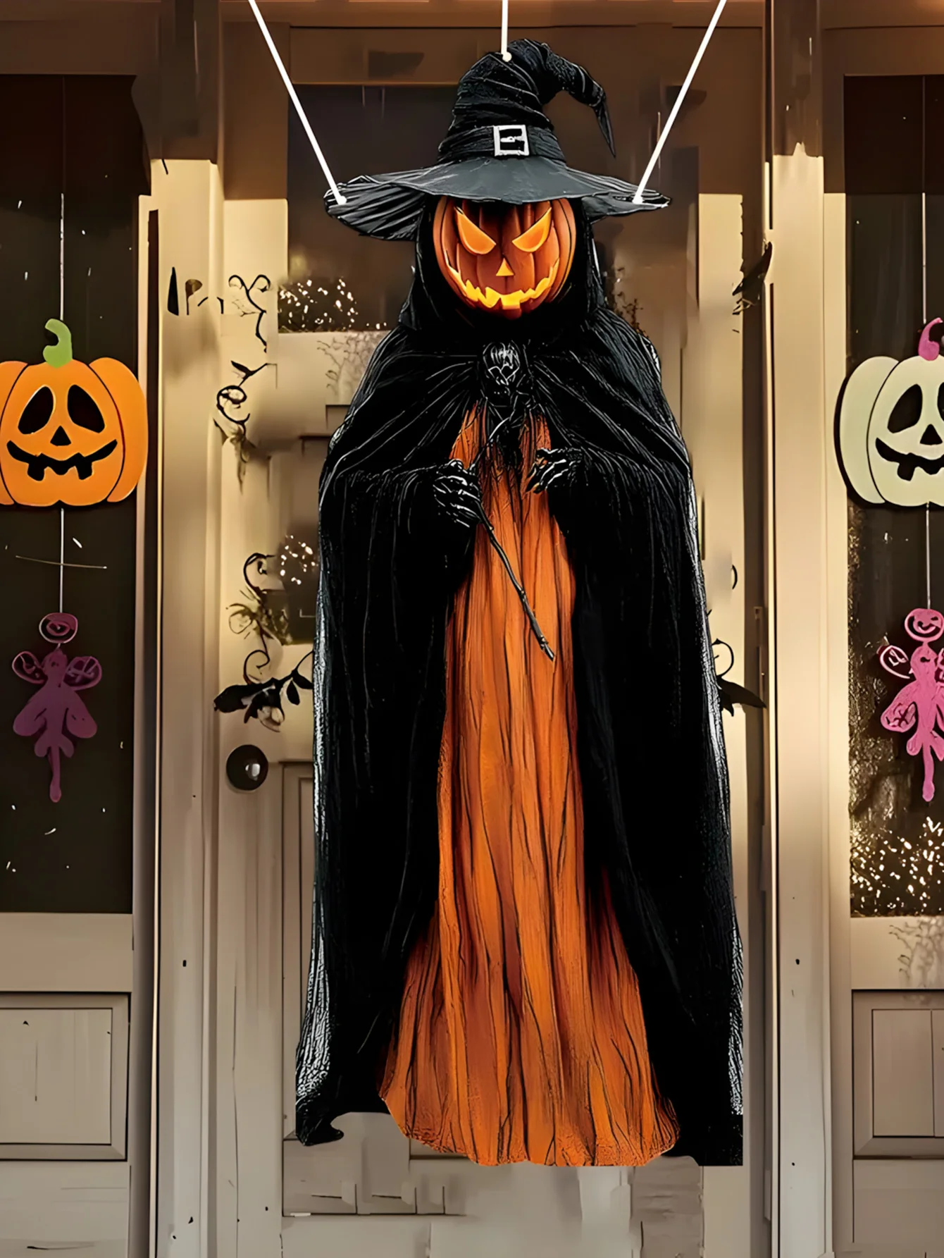 Spooky Halloween Decor: Evil Pumpkin Man Hanging Background Cloth for Only .26!