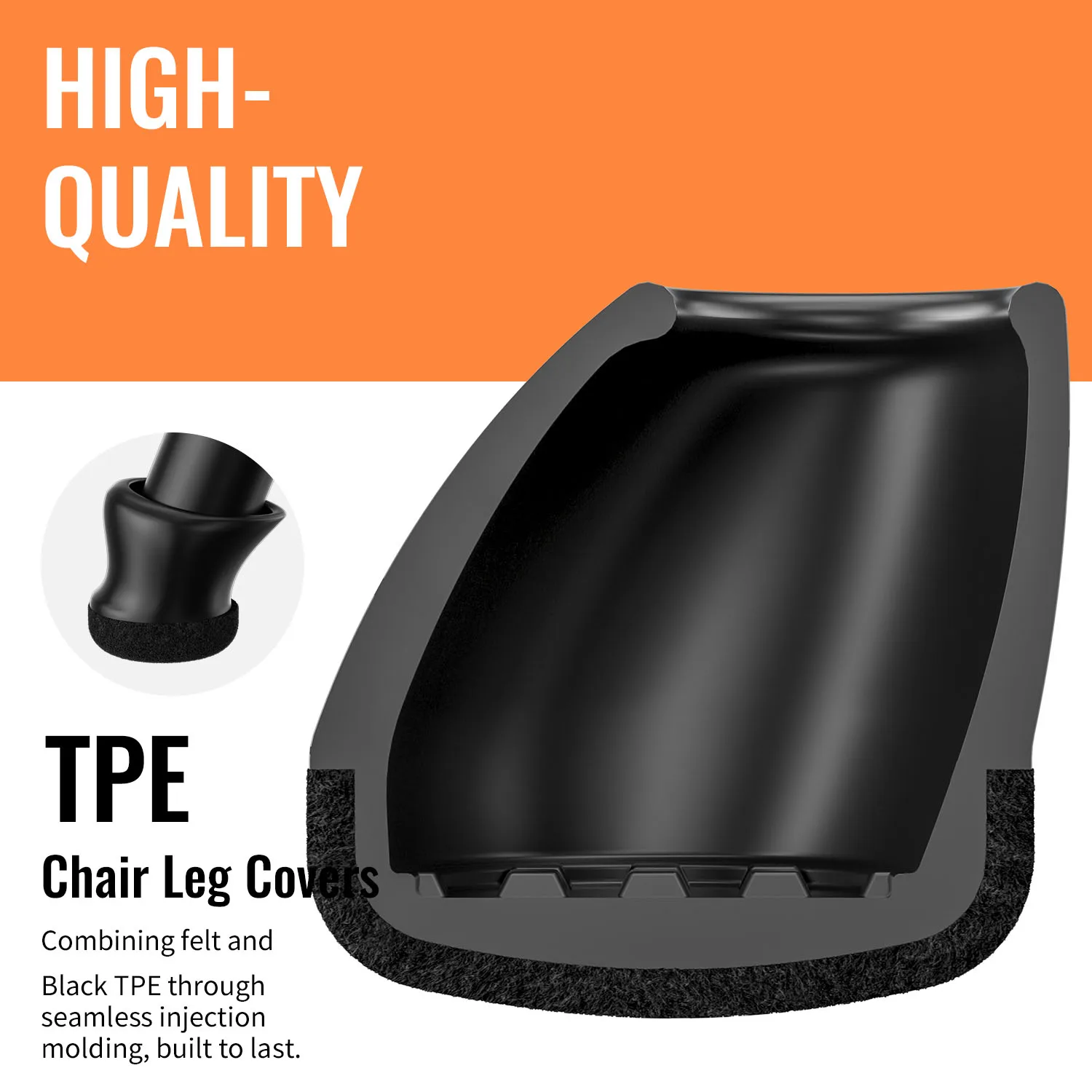 16PCS Silicone Chair Leg Caps Anti- Slip Round Angled Chair Legs for 15°-25° with Felt Pads Hardwood Floor No Noise No Scratches