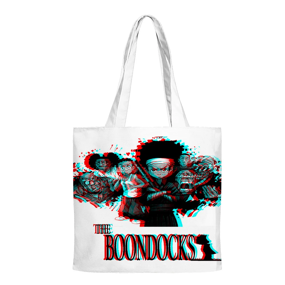 The Boondocks Cartoon Bag Shopping Bags Reusable Shoulder Shopper Bags Casual Handbag