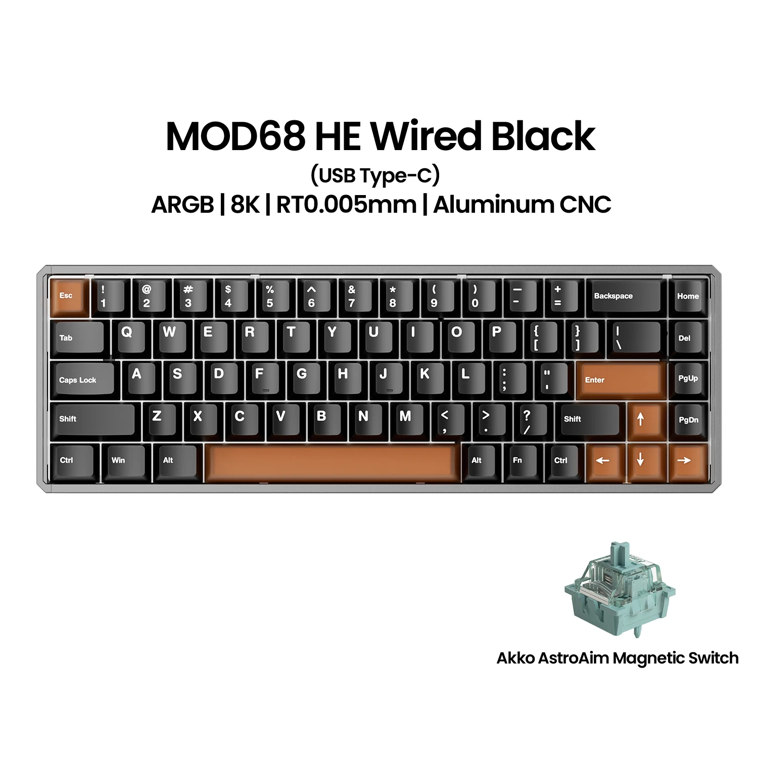 Akko MOD68 HE Keybaord Aluminum CNC 65% Magnetic Switch Rapid Trigger 0.005mm 8K ARGB Gaming Custom Mechanical Keyboard Gasket