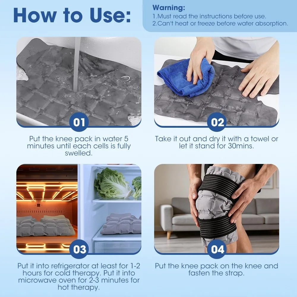 Reusable Knee Ice Pack Wrap 360° Wrap Design Physical Cooling Knee Brace Pack Self-absorbing Cold Pack Wrap