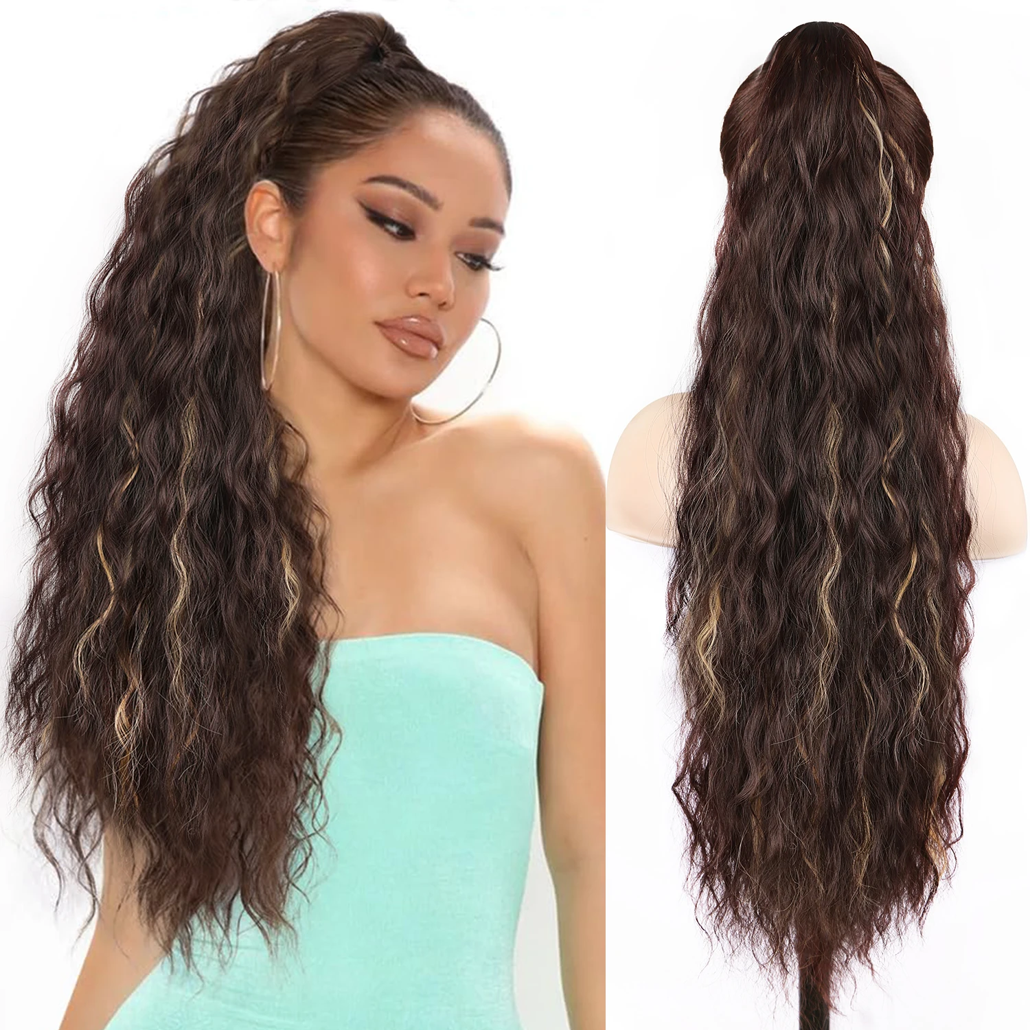 

Claw Ponytail Extension, Synthetic Claw Clip Ponytail Hair Long Wavy Ponytail Hair Extensions Fluffy Looking for Women Girls