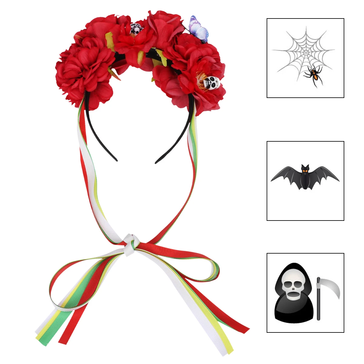 

Skull Accessories Halloween Headband Rose Garland Headbands Decorate Hairgear Ornaments Simulation Props Ghost Bride