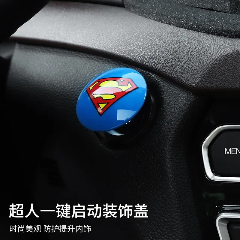 Hot Disney Spiderman Car Interior Sticker Anime Figure Car Engine Ignition Start Switch Button Cover Trim Stickers Toys