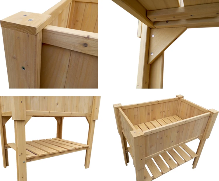 wood timber box flower rectangular vegetable planter raised garden bed