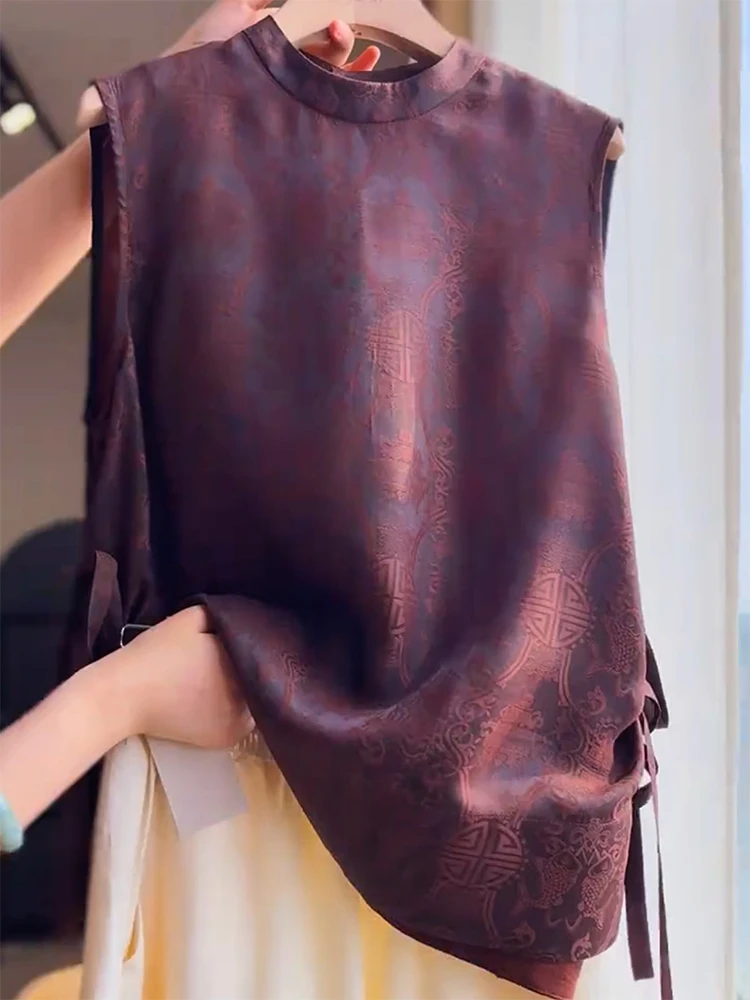 

Новинка: Летнее женское платье большого размера в китайском ретро-стиле, с вышивкой, коричнево-красное, круглый вырез, нарядное, летнее, новое поступление