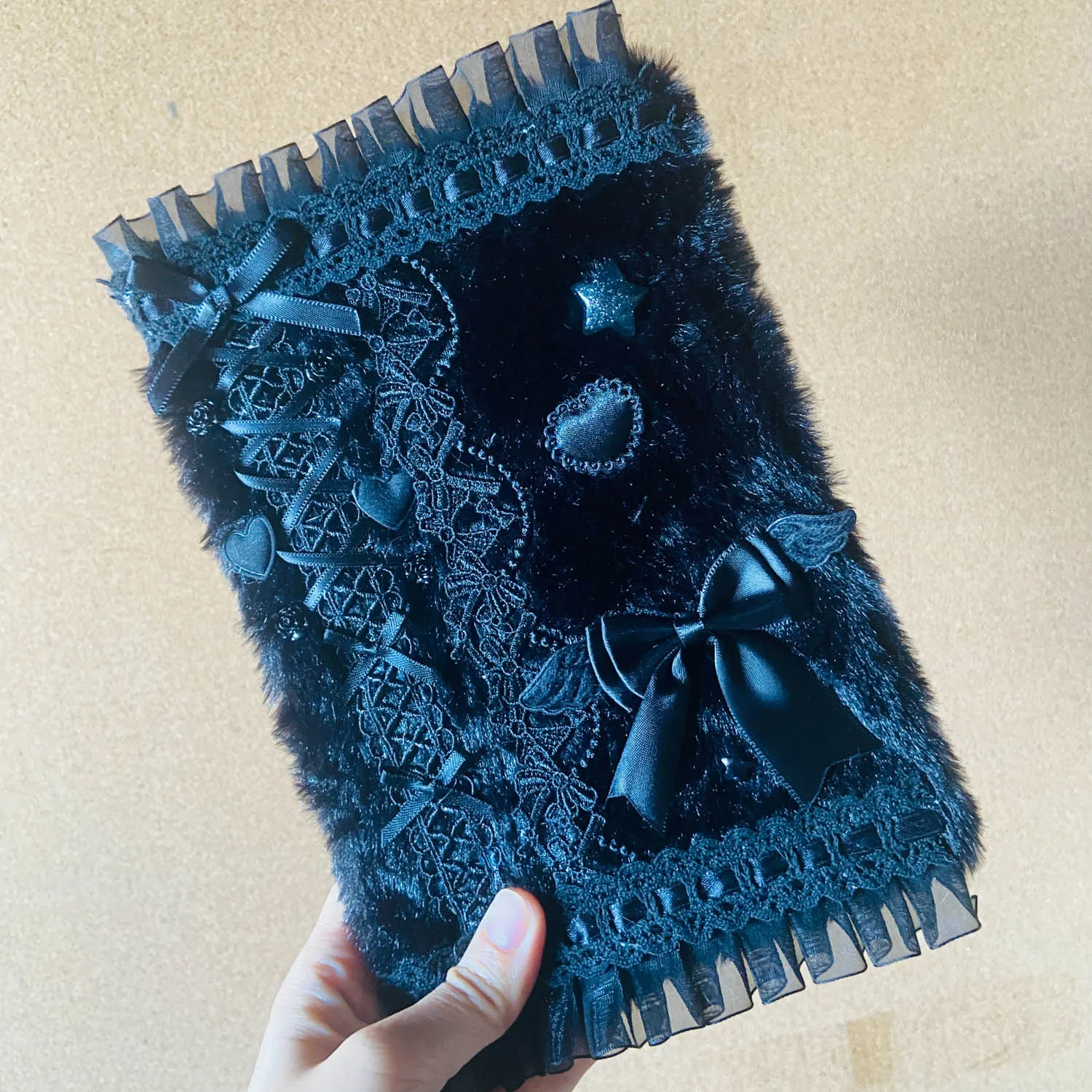 Imagem -02 - Handmade Black Lace Diaries Journal Girl Gift Unique Cool Notebook 96 Folhas Papelaria Escolar a5