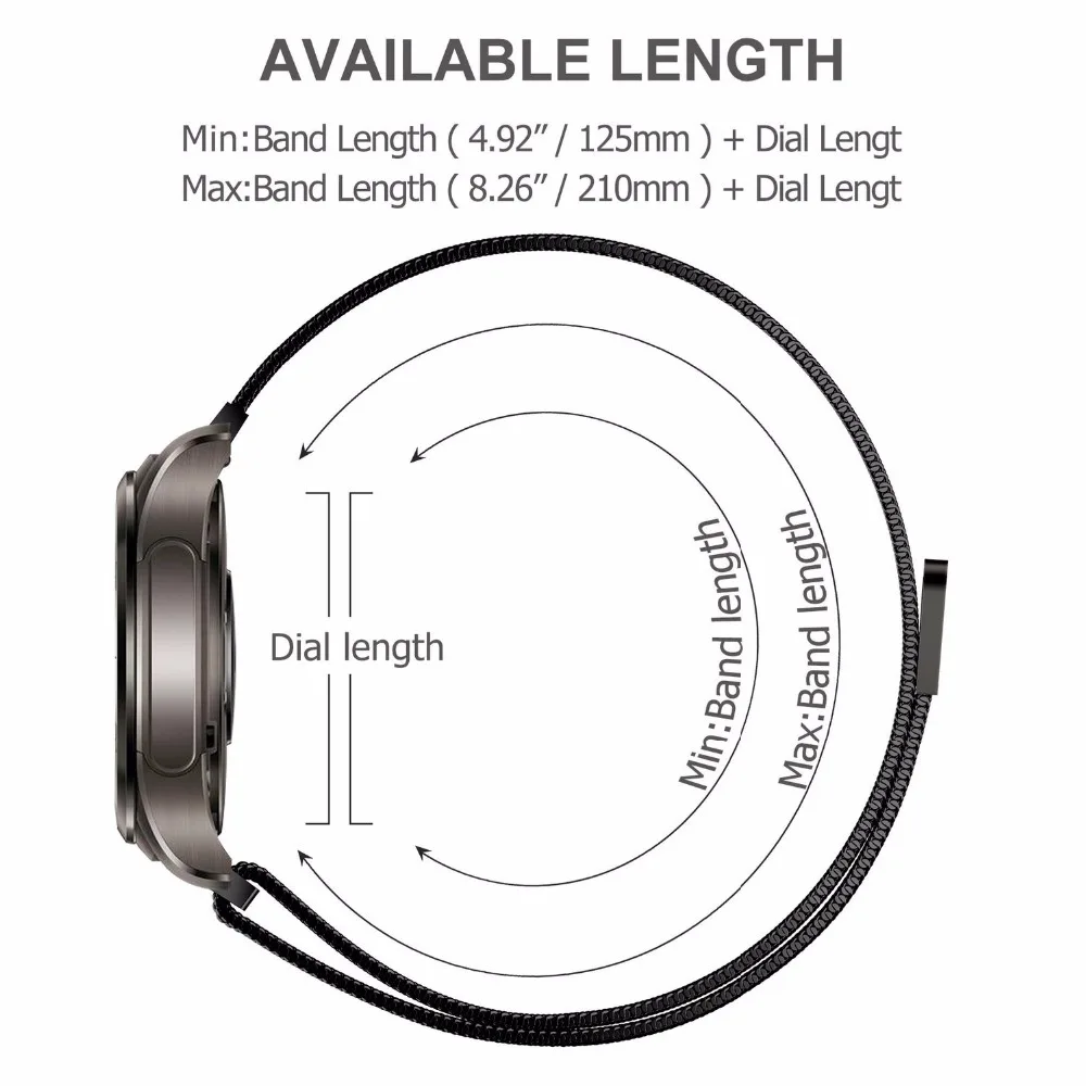 18Mm/20Mm/22Mm Tali Loop Magnetis Gelang Logam Dapat Disesuaikan Aksesori Jam Tangan Pintar untuk Jam Tangan Garmin/Huami/Samsung/Huawei
