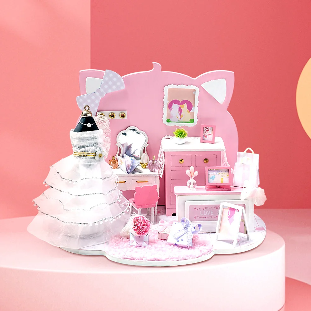 

DIY Pet House Handmade Miniature Dollhouse Kit Cute Animal Cabin Assembly Creative Gift for Birthday Boys Girls