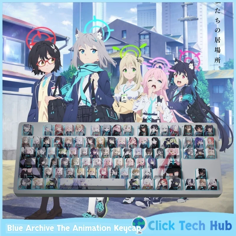 Blue Archive The Animation Keycap Anime Theme Key Cap Side Carved Transparent Cherry Hot Sublimation Mechanical Keyboard Keycap