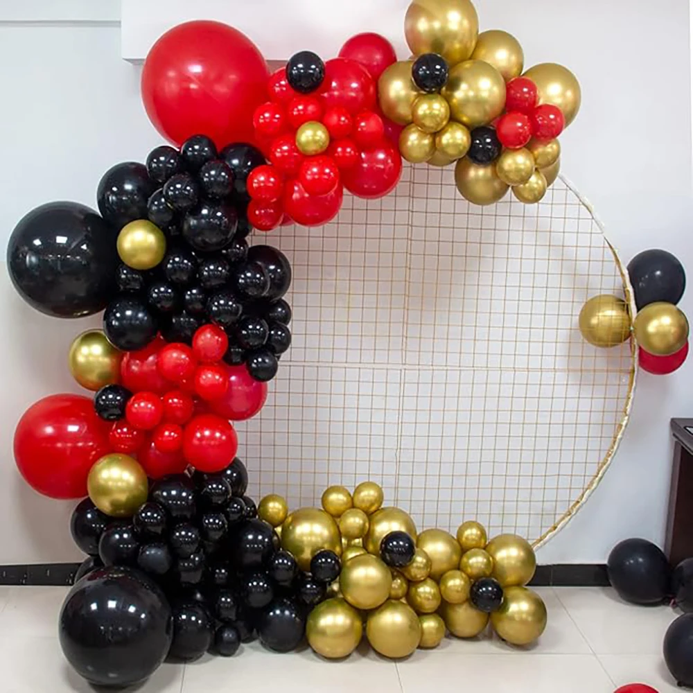 95pcs Black Red Balloons Garland Metal Gold Ballon Arch Kit Graduation Baby Shower Birthday Party Wedding Anniversary Decoration