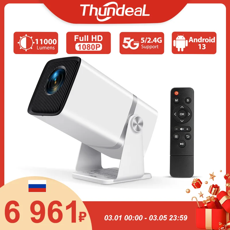 جهاز عرض ThundeaL Mini HD TD80W PK HY320 HY300 Full HD 1080P 2K 4K Android 13 جهاز عرض LED محمول شعاع السينما المسرح المنزلي