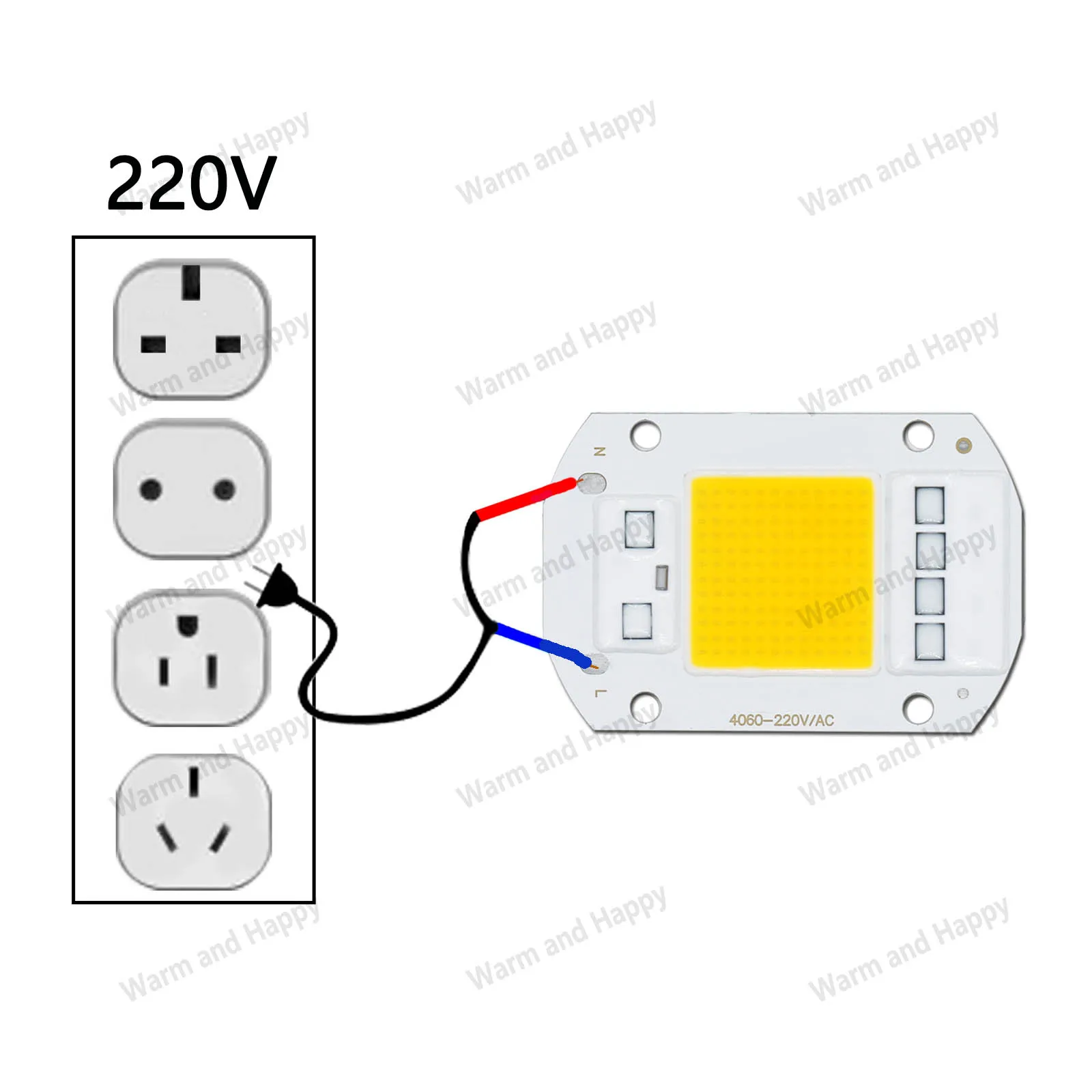 10szt 50W 4000-4500K Natural White AC220V No Need Driver LED COB Chip Bead Smart IC Chips For LED Floodlight Spotlight