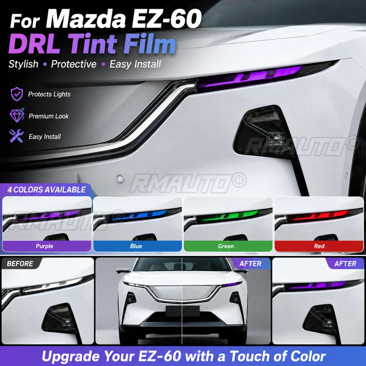 DRL Tint Film Headlight Eyebrow Color Change Sticker For Mazda EZ-60 2025+ Exterior Car Accessories