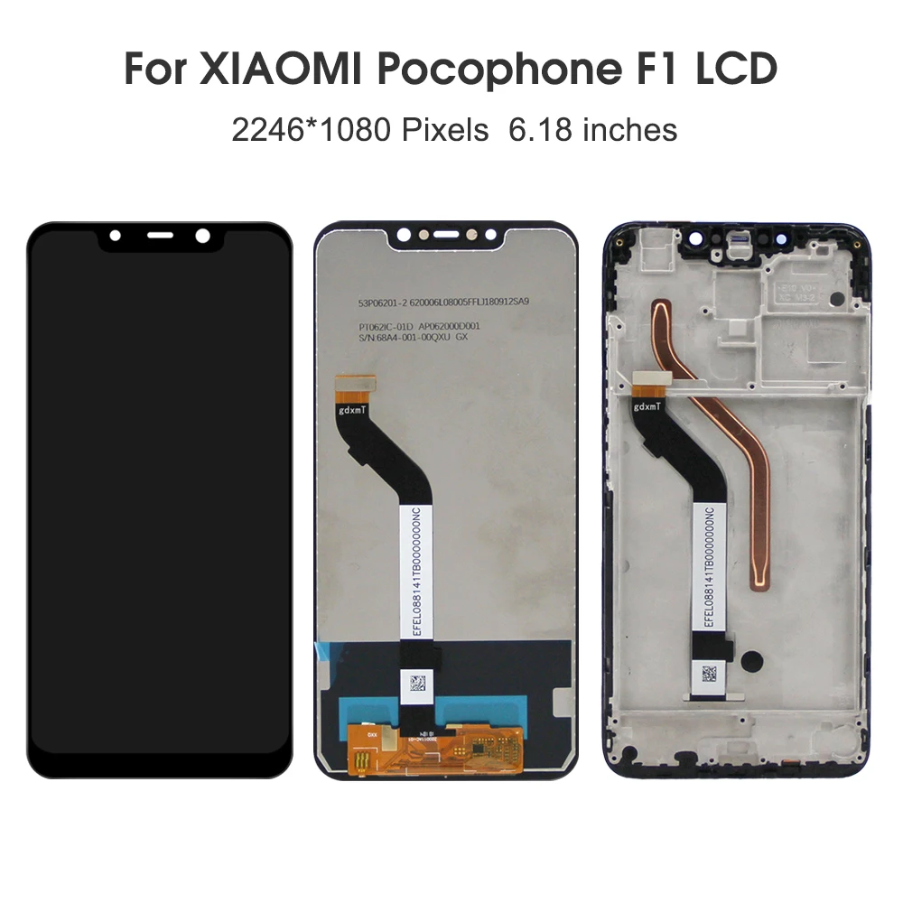 Substituição Do Conjunto Do Digitador Da Tela De Toque Do LCD, Xiaomi Poco F1, Mi Pocophone F1, M1805E10A, 6,18\