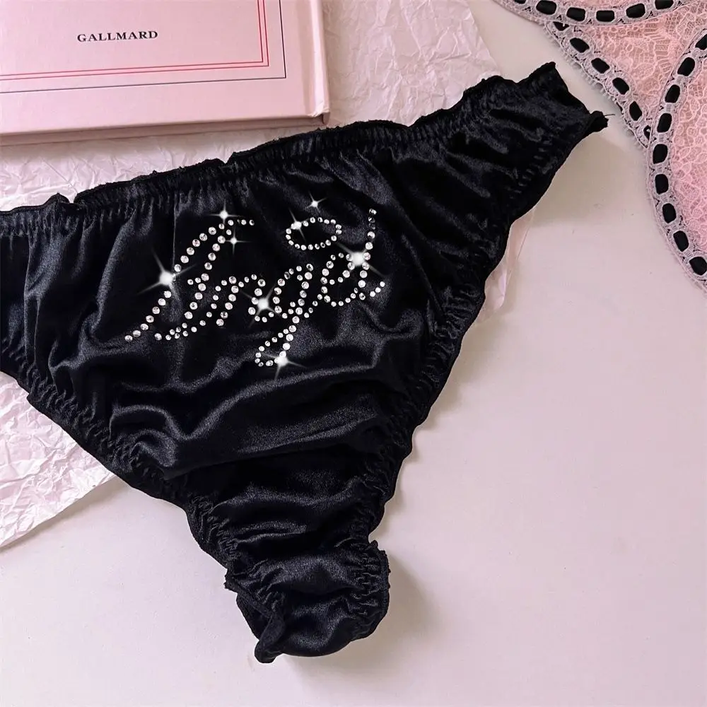 Hello Kitty Sparkling Diamond Pure Desire Diamond Gloss Silk Face Underwear for Girls Sexy Underwear Personalized Triangle Pants