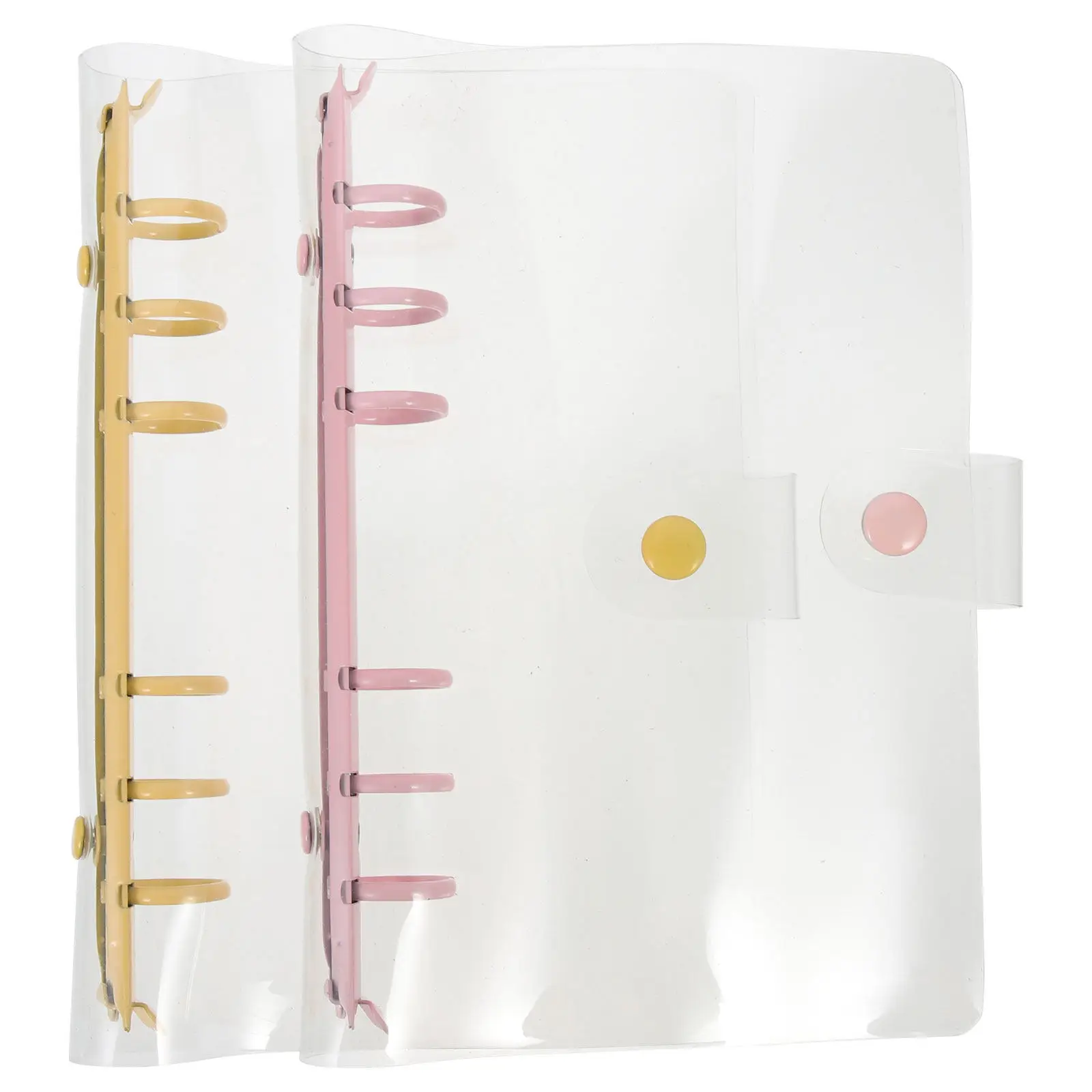 

2Pcs High-Grade PVC Binder Notebook Cover Clear Elegant Loose-Leaf Ring Design for School Office Home Scrapbook Journal Planner