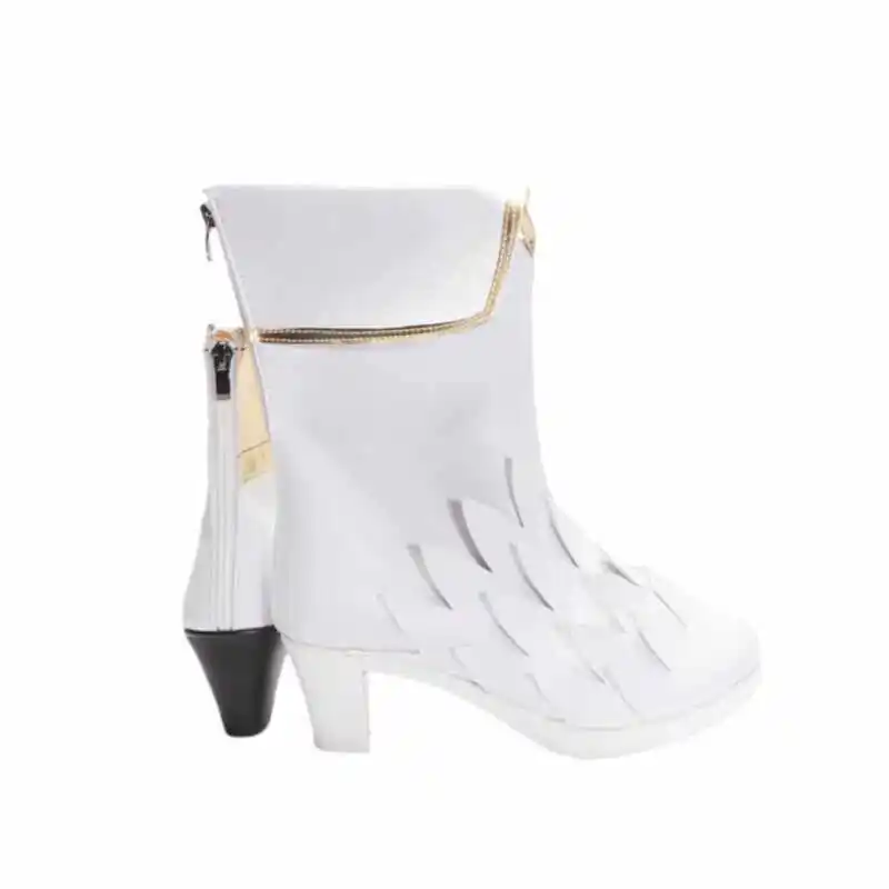 Anime Digital Monster Angewomon Cosplay Shoes White High Heels Short PU Leather Boots For Halloween Carnival