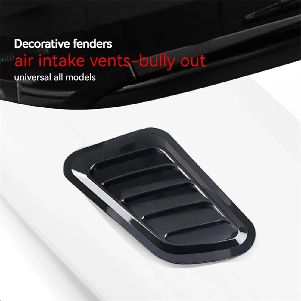 2PCS Universal Car Tuning Hood  Air Flow Intake Decoration Outlet Hood Scoop Bonnet Vent Cover Stickers Decoration Styling