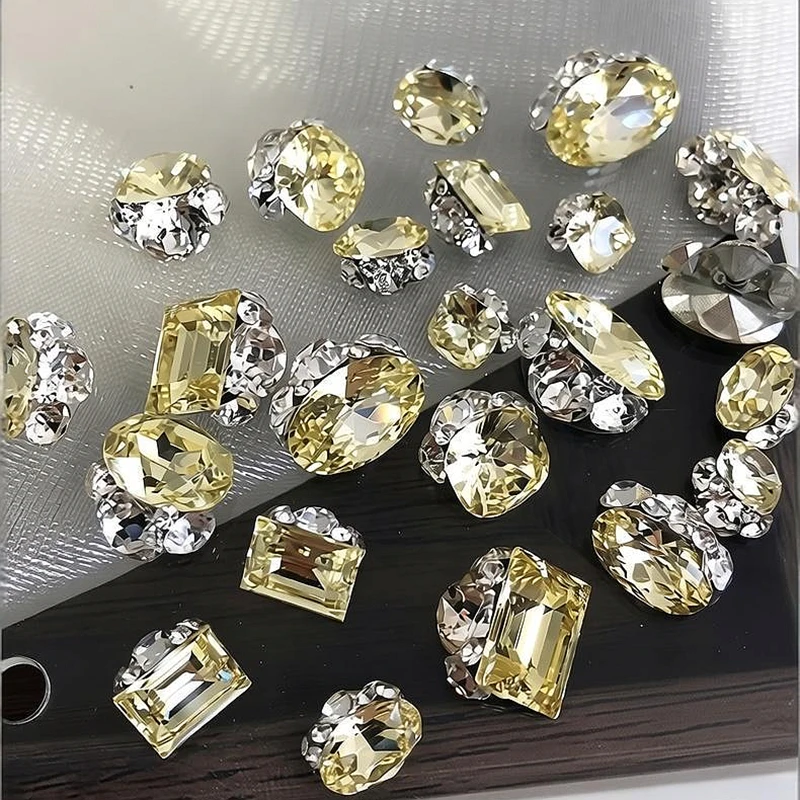 5PCS 3D Bottomless Nail Art Diamond Pile Stacked Crystal Rhinestone Accessories Charms Parts Nails Decoration Manicure Supplies
