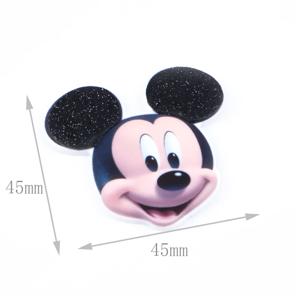 Disney Mickey 5 sztuk/partia Planar żywica Flatback Glitter akrylowe akcesoria modelarskie Cabochon księga gości DIY...