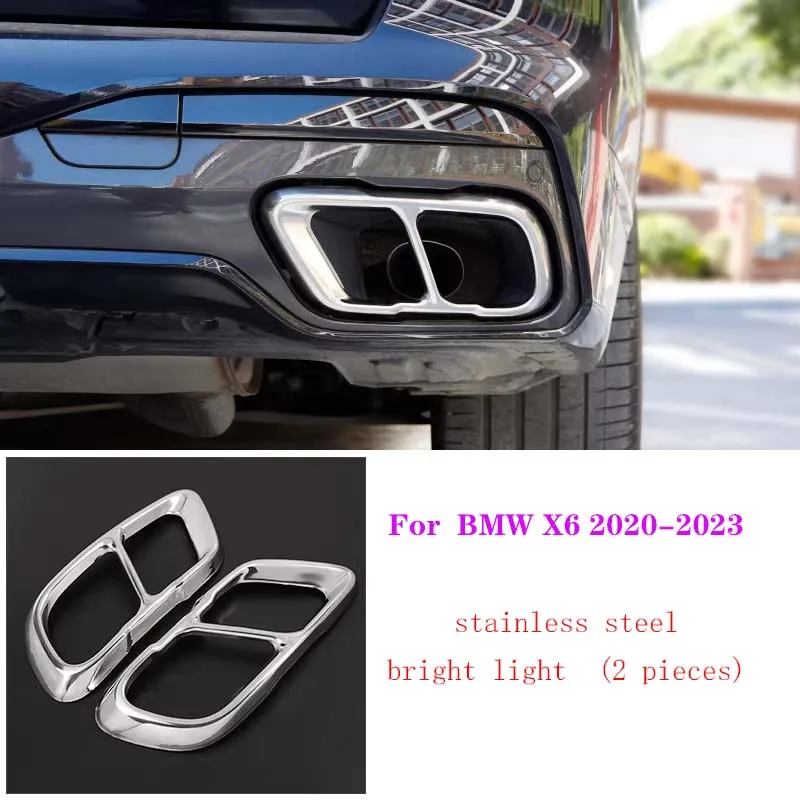 2PS Uitlaatsierstukken van roestvrij staal voor BMW X5 G05 X6 G06 X7 G07 2019-2024, decoratief stuk, demperkap, verliesvrije installatie